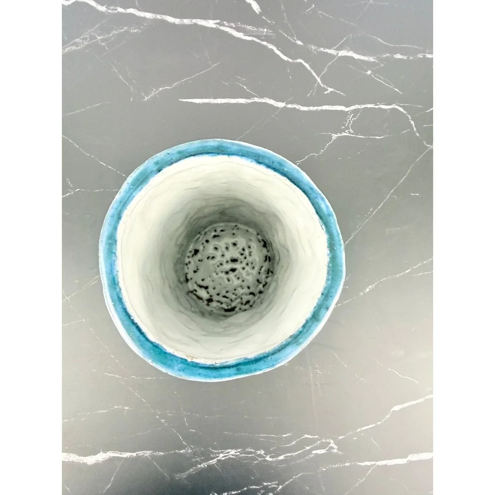 Hand Made Blue White Glazed Studio Pottery Vase 7